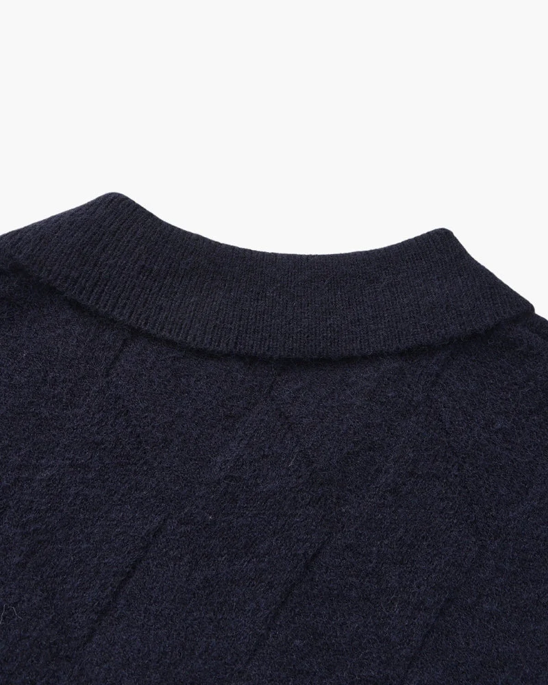 Heritage Diamond Knit Zip Cardigan - Image 14