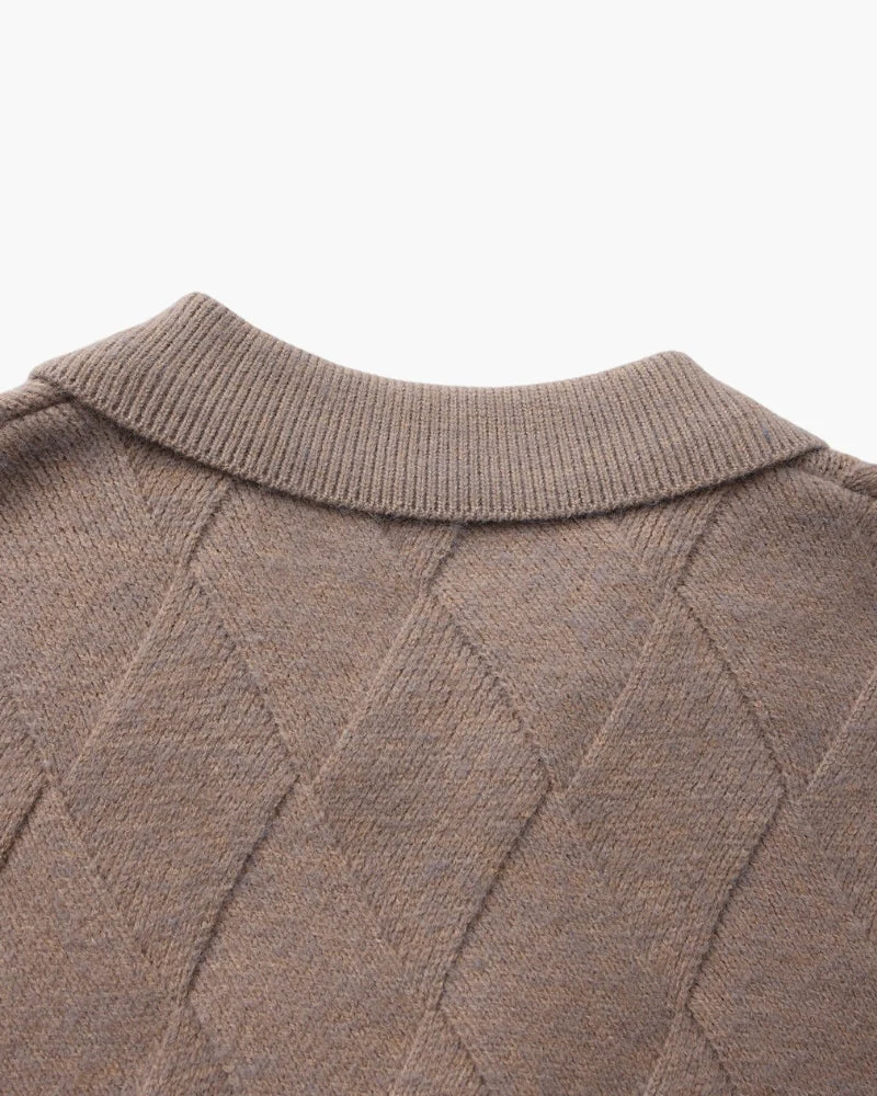 Heritage Diamond Knit Zip Cardigan - Image 6
