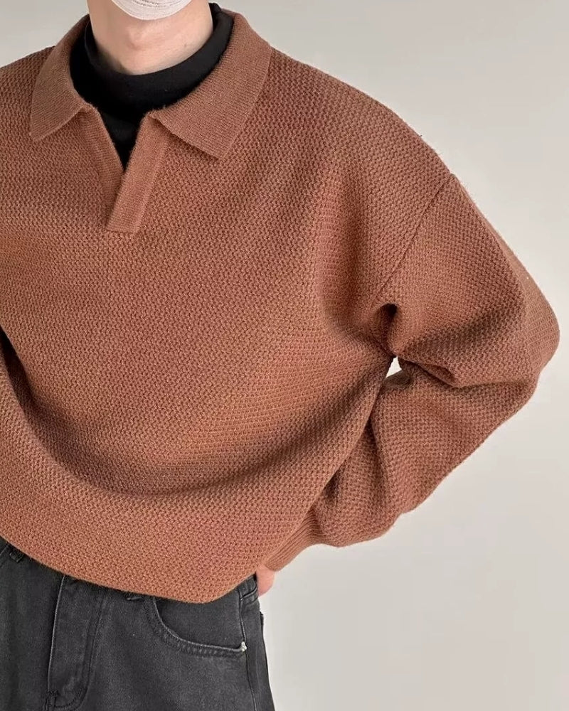 Textured Knit Polo Sweater - Image 2