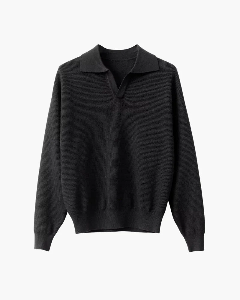 Textured Knit Polo Sweater - Image 3