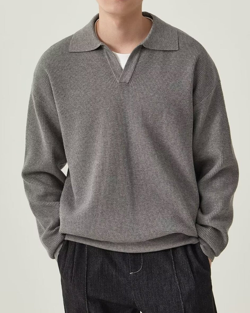 Textured Knit Polo Sweater - Image 5